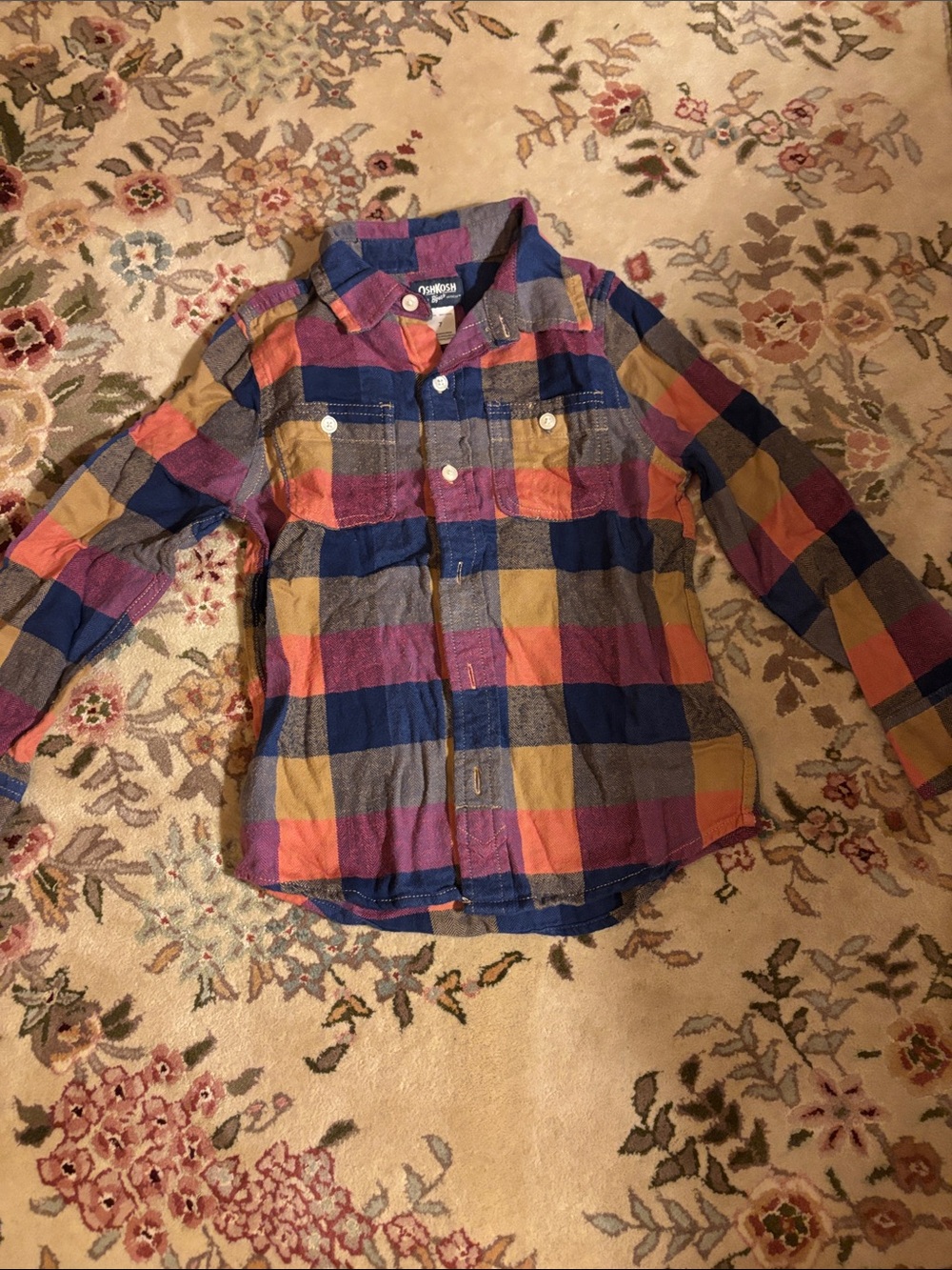 Oshkosh Multicolor Plaid Button-Up Shirt — Blue, Yellow & Pink